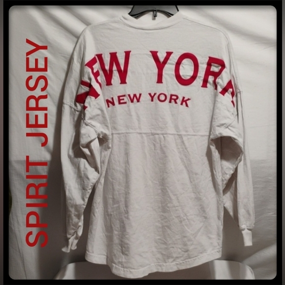 Spirit Tops - SALE! HTF! New York Red Print Spirit Jersey Sz.S Oversized Gently Worn (BX35)